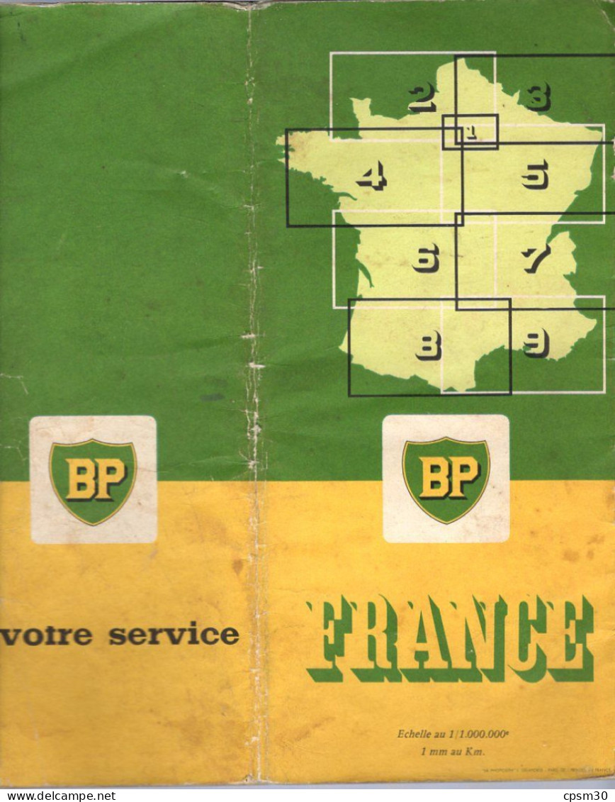 Carte Routière France En Neuf Cartes, édité Par BP 1.000.000 Environ 1960 - Cartes Routières