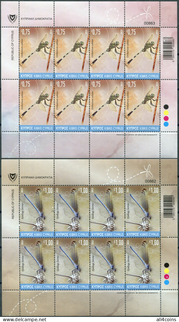Cyprus 2023. Dragonflies (MNH OG) Set Of 2 M/S - Unused Stamps
