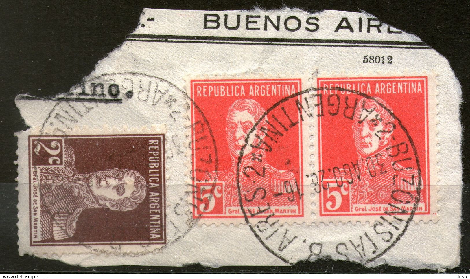 Argentina,1928,cut Squer Cancel,Buzonistas,29.09.1829 Used As Scan - Cartas & Documentos