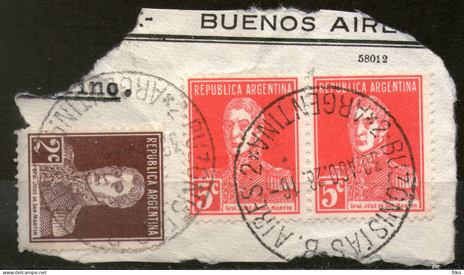 Argentina,1928,cut Squer Cancel,Buzonistas,29.09.1829 Used As Scan - Lettres & Documents