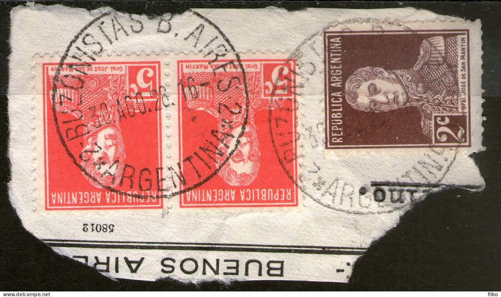 Argentina,1928,cut Squer Cancel,Buzonistas,29.09.1829 Used As Scan - Covers & Documents