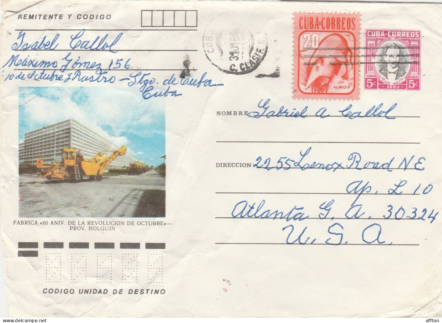 Cuba Air Mail Cover Mailed - Brieven En Documenten