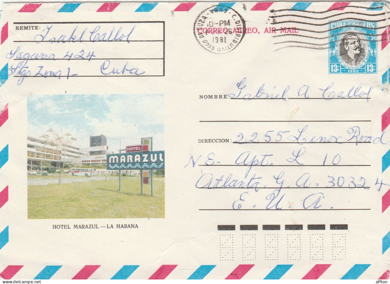 Cuba Air Mail Cover Mailed - Briefe U. Dokumente