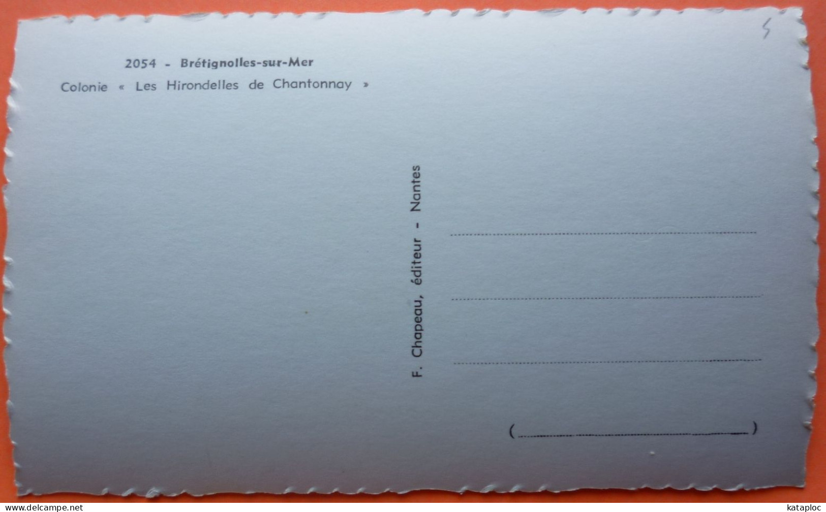CARTE BRETIGNOLLES SUR MER - 85 - 2054 - COLONIE LES HIRONDELLES DE CHANTONNAY - SCANS RECTO VERSO-15 - Bretignolles Sur Mer