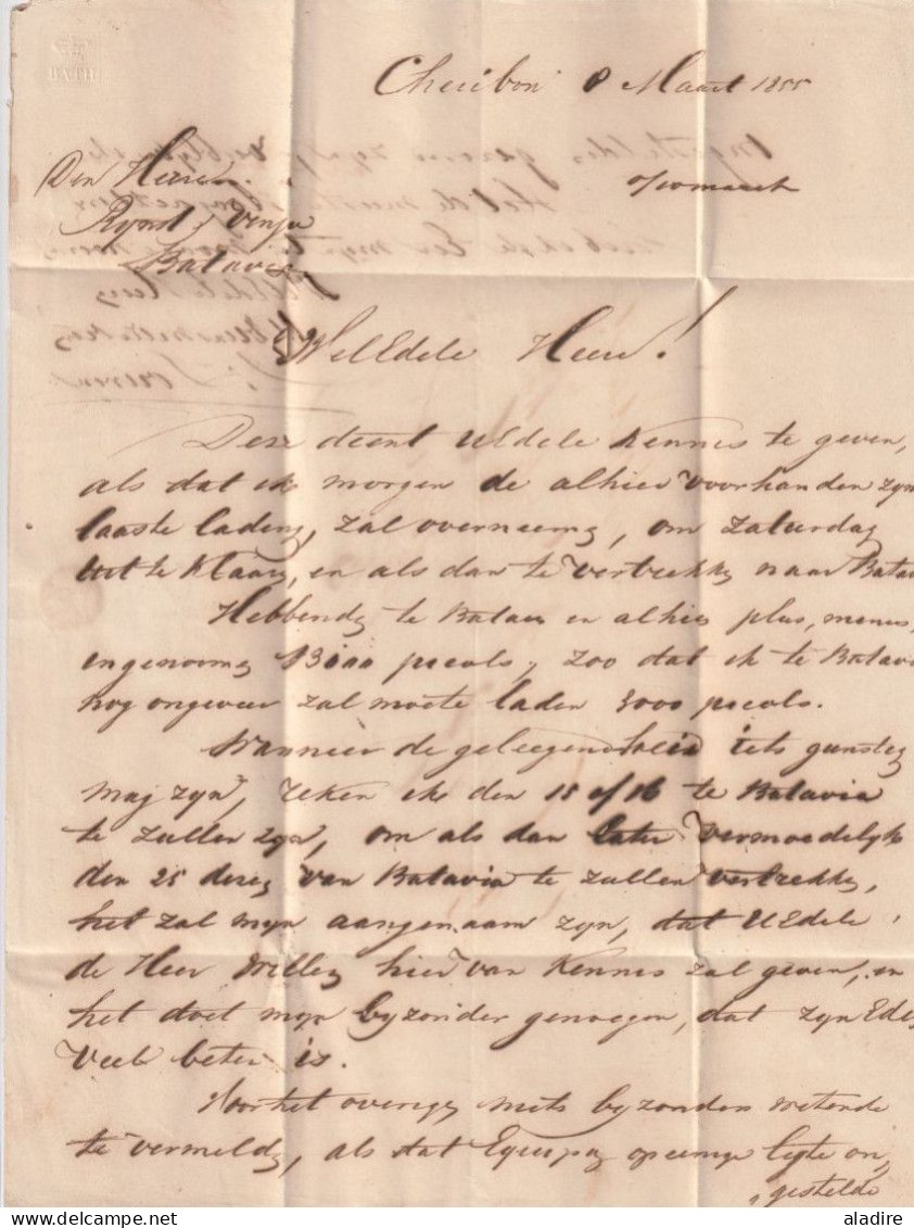 1855 - Entire 2-page Letter From CHERIBON Today CIREBON, Java, Indonesia   To BATAVIA, Today DJAKARTA, Indonesia - Indes Néerlandaises