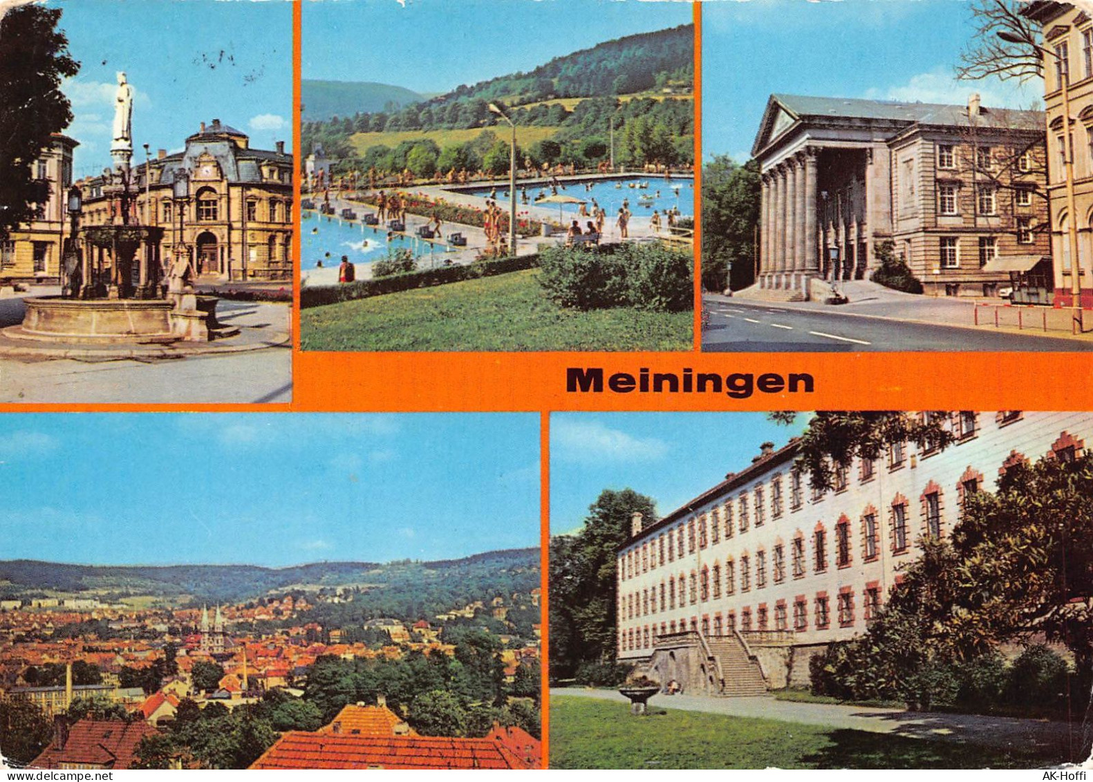 Meiningen - Heinrichsbrunnen Am Platz Der Republik, Bad, Theater, Übersicht Schloß, Staatliche Museen - Meiningen