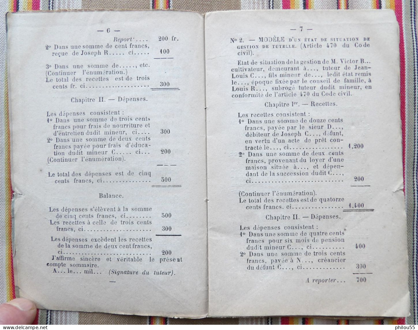 12 RODEZ Ve E. CARRERE Formulaire du Code Civil pour les Actes sous Seing Prive par M. BARTHE 1875