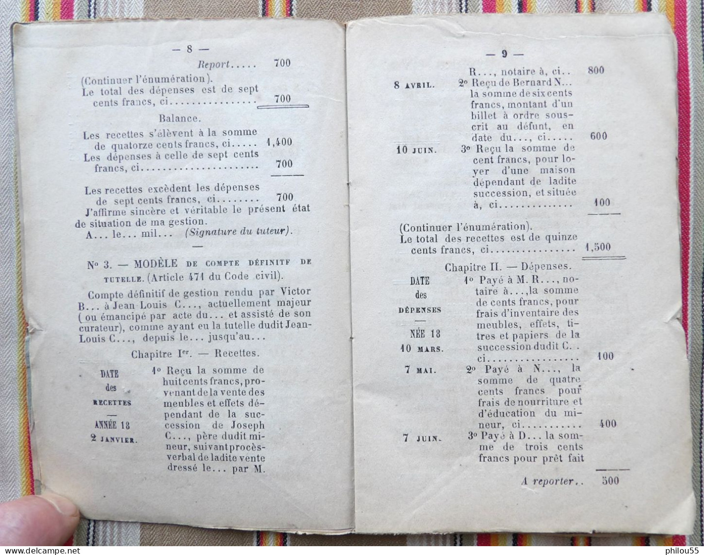 12 RODEZ Ve E. CARRERE Formulaire du Code Civil pour les Actes sous Seing Prive par M. BARTHE 1875