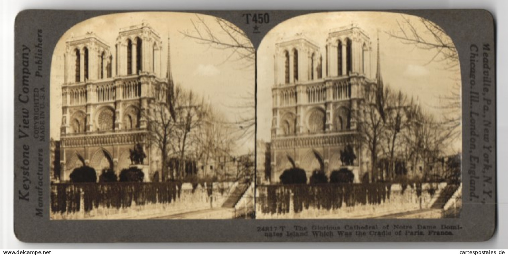 Vue Stéréoscopique-Photo Keystone View Co., Meadville,  Vue De Paris, The Glorious Cathedrale Of Notre Dame  - Photos Stéréoscopiques