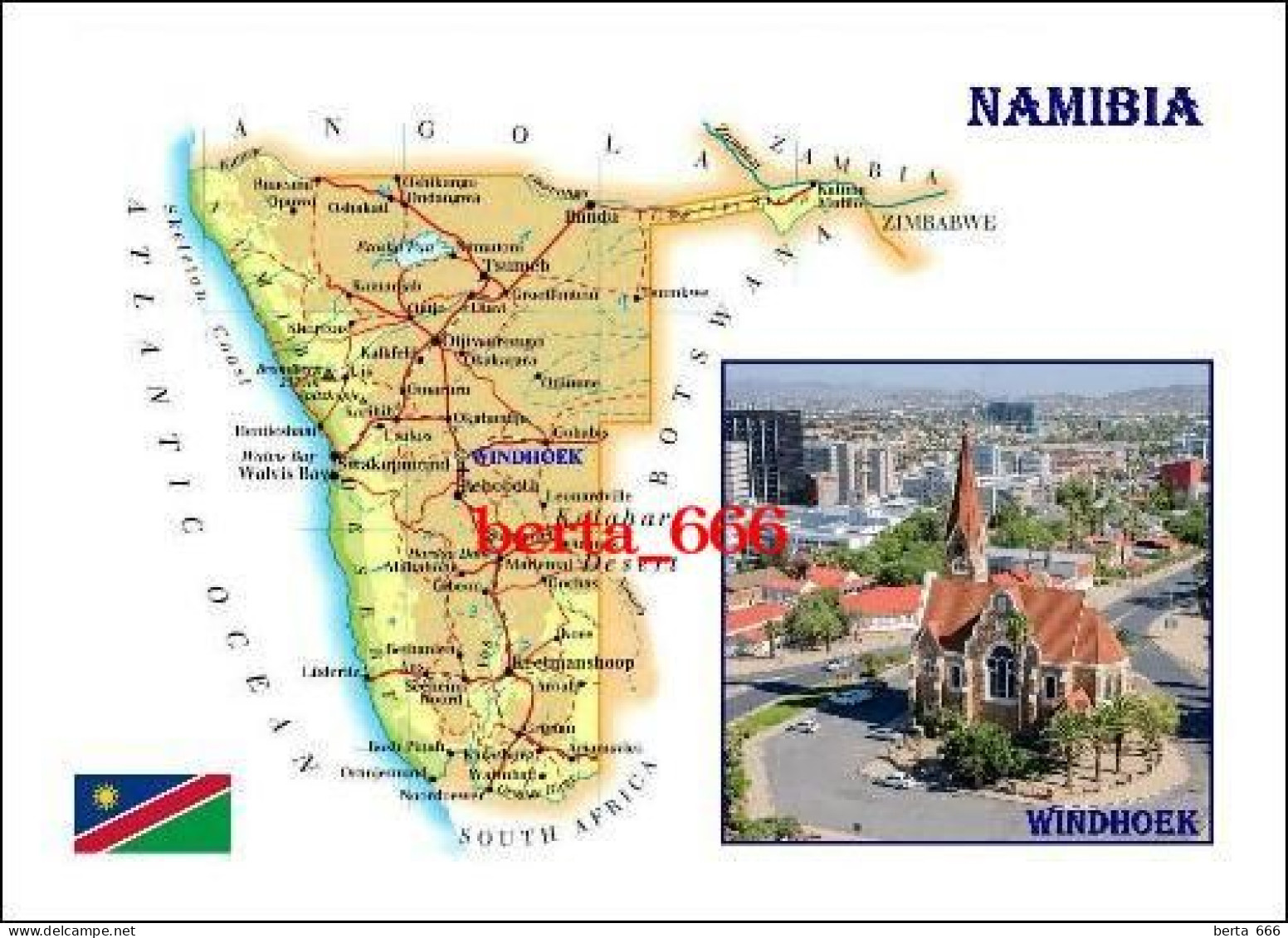 Namibia Country Map New Postcard * Carte Geographique * Landkarte - Namibie