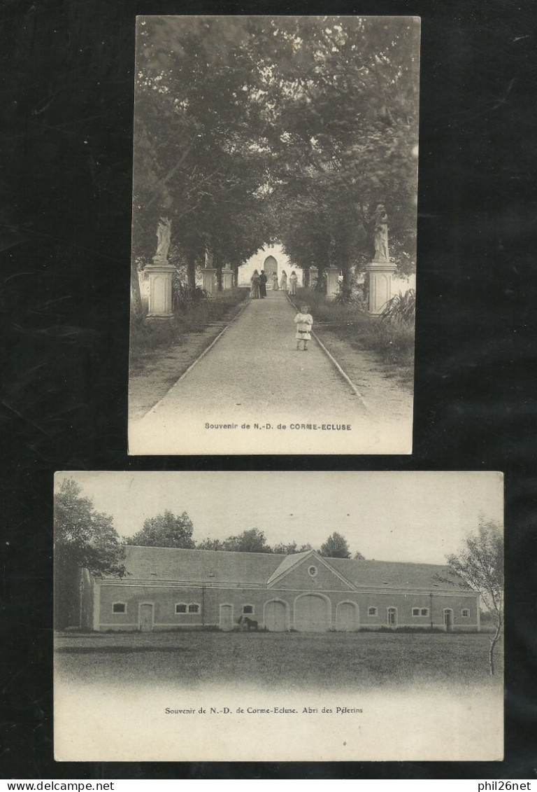 2  CPA Souvenirs De Notre Dame De Corme - Ecluse 1 Animée Avec Dos Diviosé Et Abri Des Pélerins Dos Non Div. Neuves B/TB - Saujon