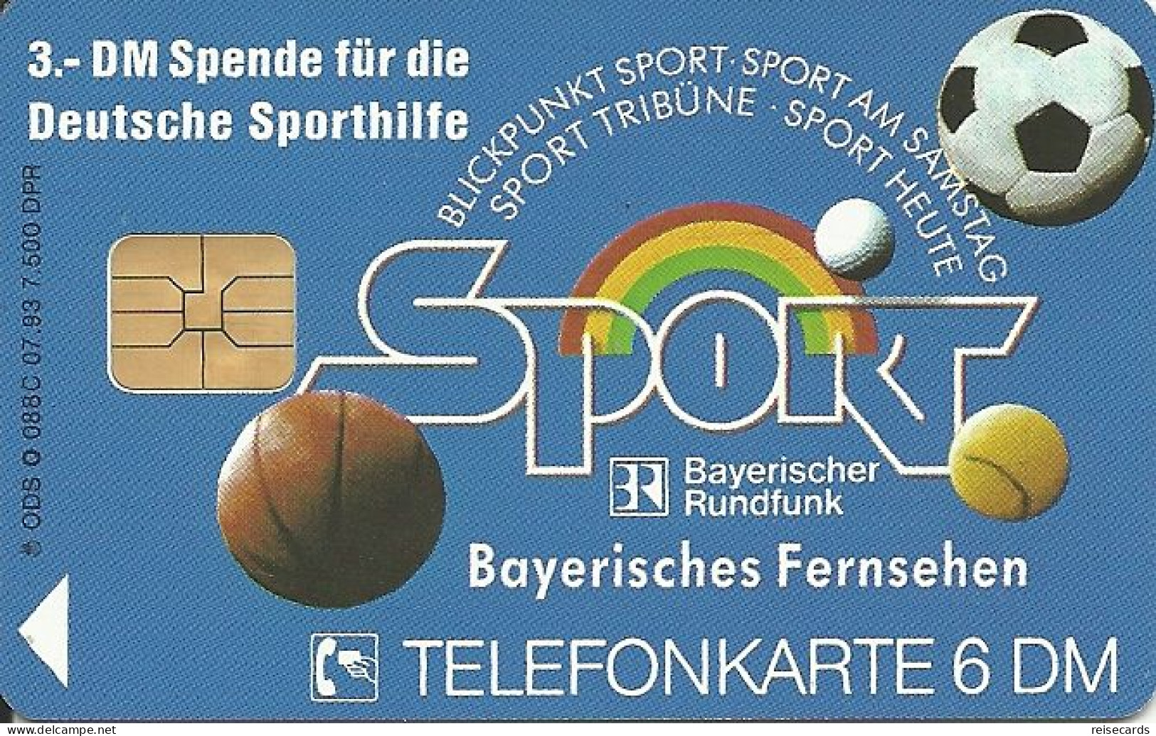 Germany: O 088 C 07.93 Bayerisches Fernsehen - Sport Ski Alpin. Mint - O-Series: Kundenserie Vom Sammlerservice Ausgeschlossen