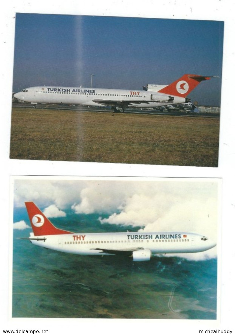 2 POSTCARDS AIRCRAFT  TURKISH AIRLINES  BOEING 727 / 737 - 1946-....: Moderne