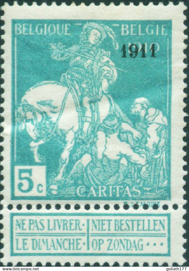 97 * Met Plakker - Obp 13 Euro - 1910-1911 Caritas