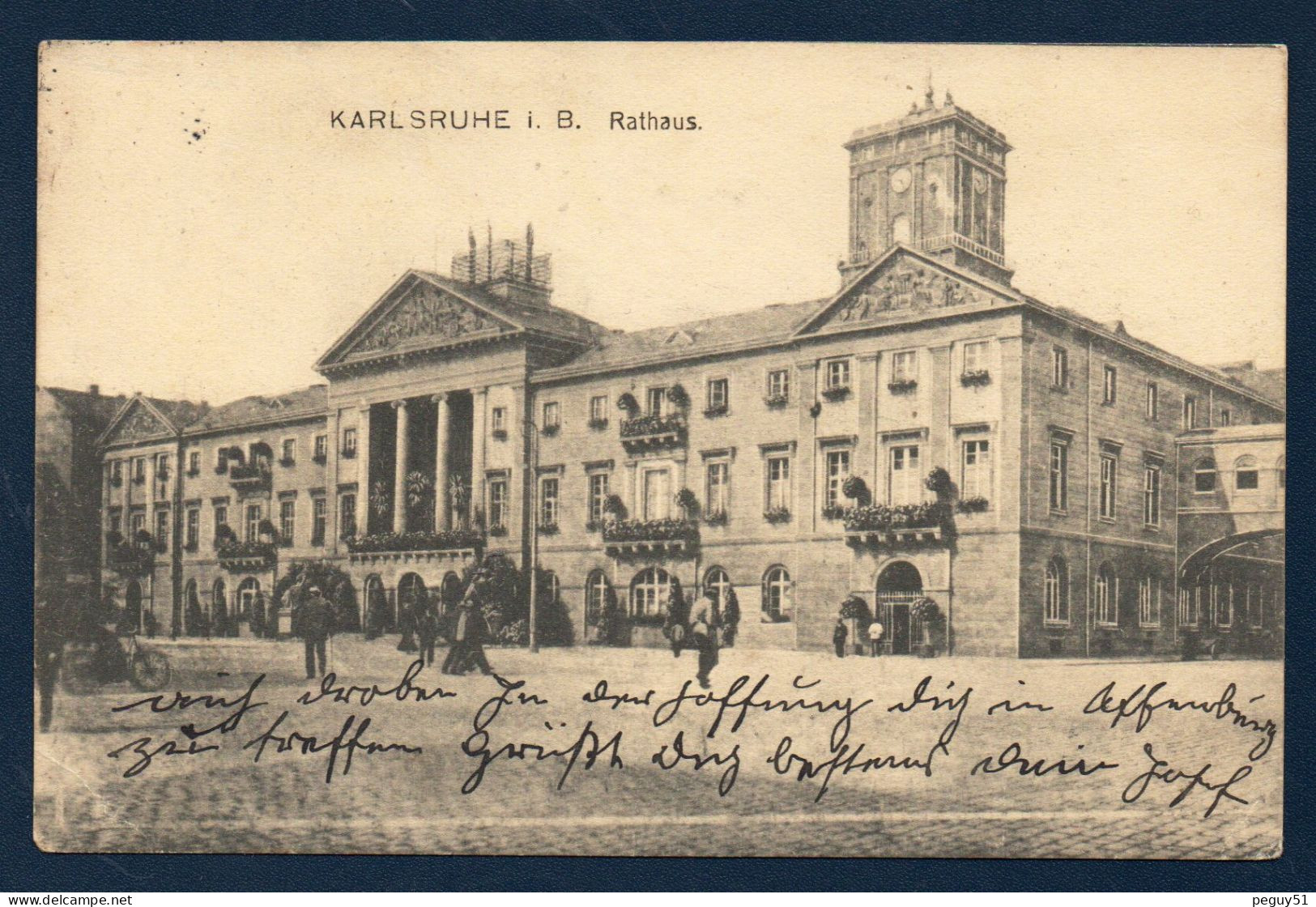 Karlsruhe. Rathaus. Marktplatz. Passants. 1911 - Karlsruhe