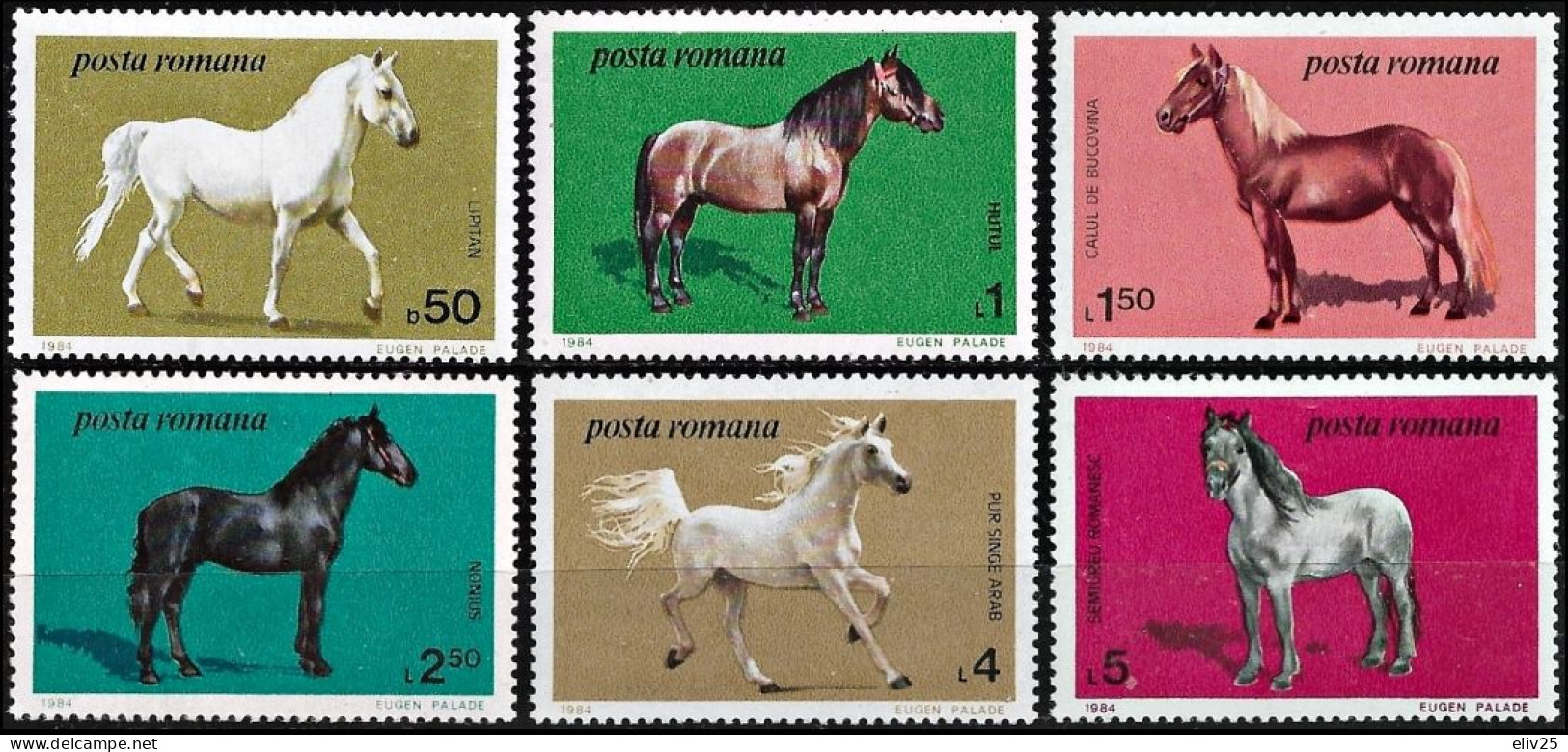 Romania 1984, Horse Breeds From Romanian Stud Farms - 6 V. MNH - Chevaux