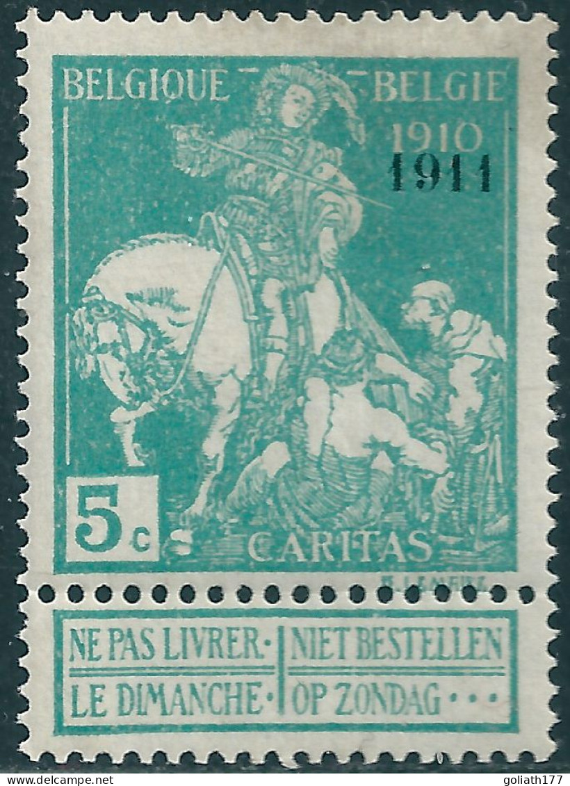 97 * Spoor Van Plakker - Obp 13 Euro - 1910-1911 Caritas
