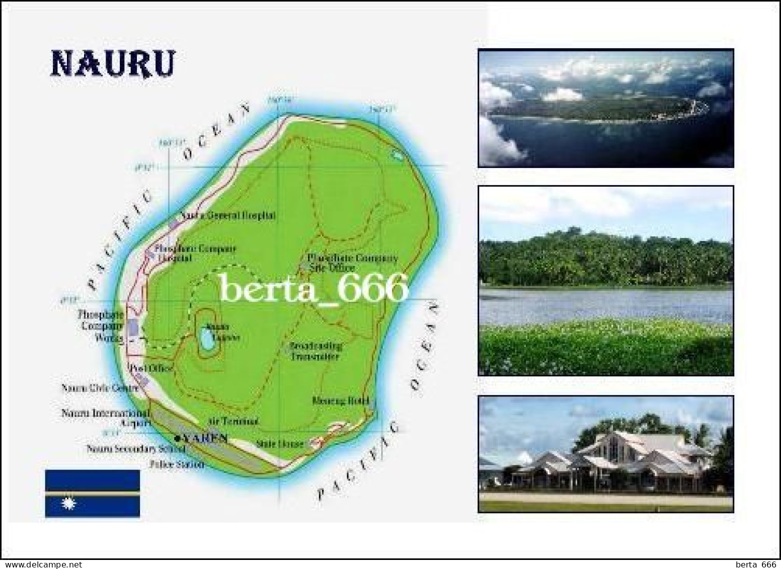 Nauru Island Country Map New Postcard * Carte Geographique * Landkarte - Nauru