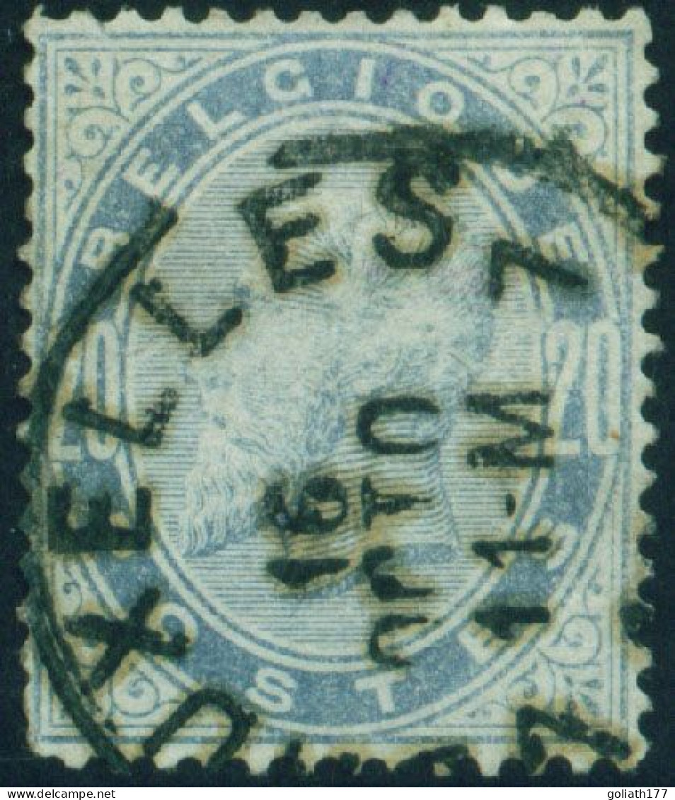 39 Stempel "Bruxelles 7" - Obp 12 Euro - COBA + 1,25 Euro - 1883 Leopold II.