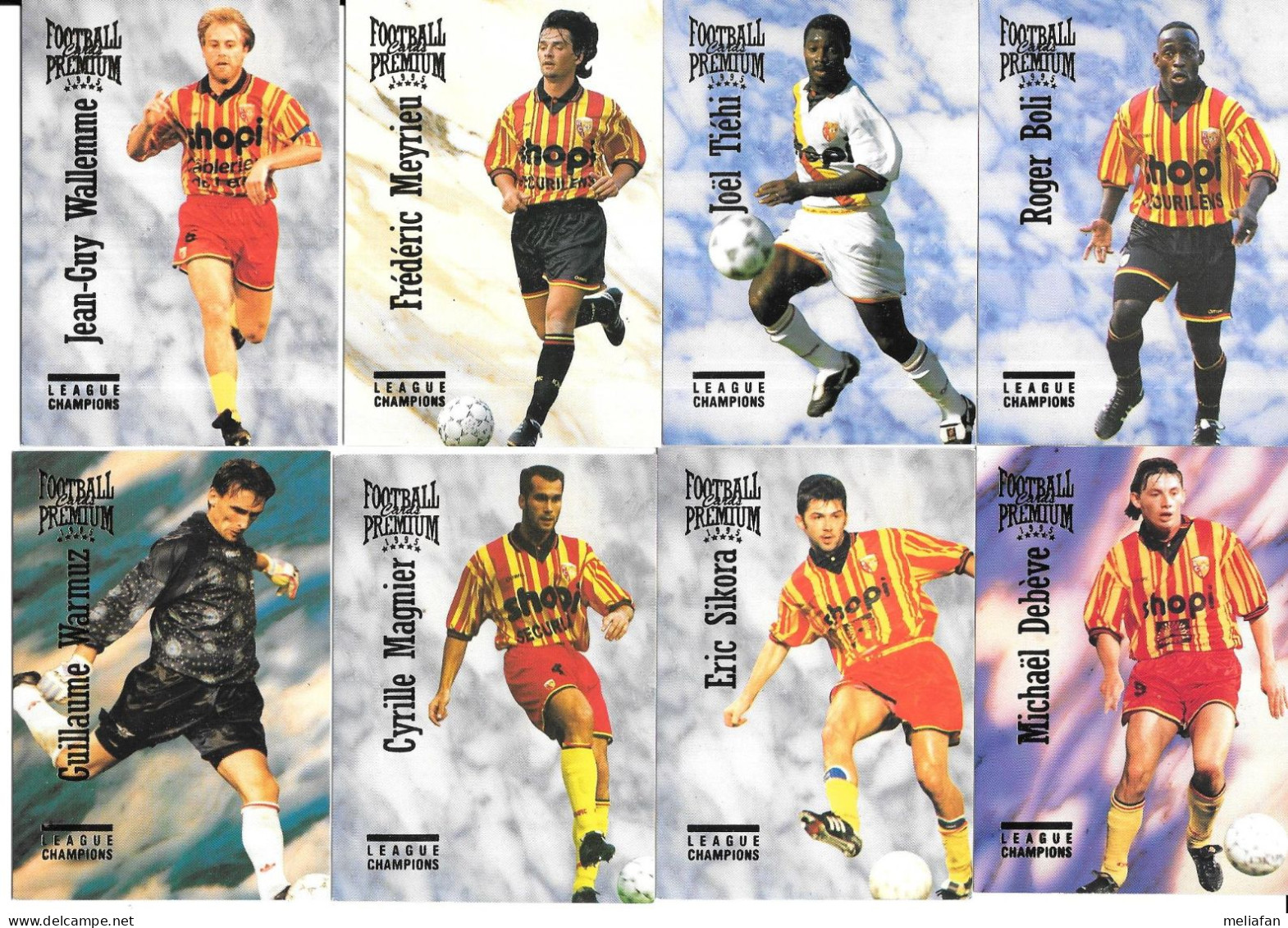 CV30 - CARTES PANINI PREMIUM 1995 - RC LENS - SIKORA - MEYRIEU - BOLI - DEBEVE - WARMUZ - WALLEMME - MAGNIER - Trading-Karten