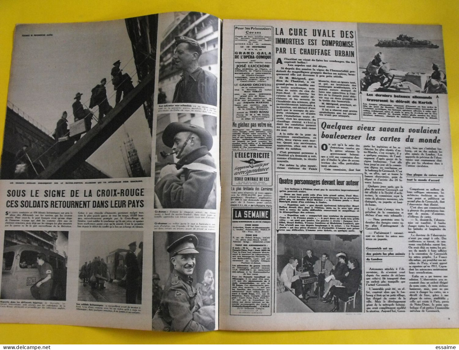 6 revues La semaine de 1943. actualités guerre photos collaboration greta garbo menton mussolini pacifique nantes