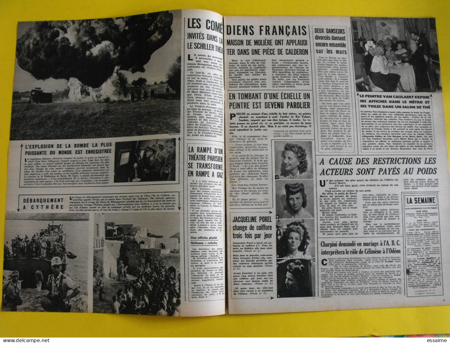 6 revues La semaine de 1943. actualités guerre photos collaboration greta garbo menton mussolini pacifique nantes