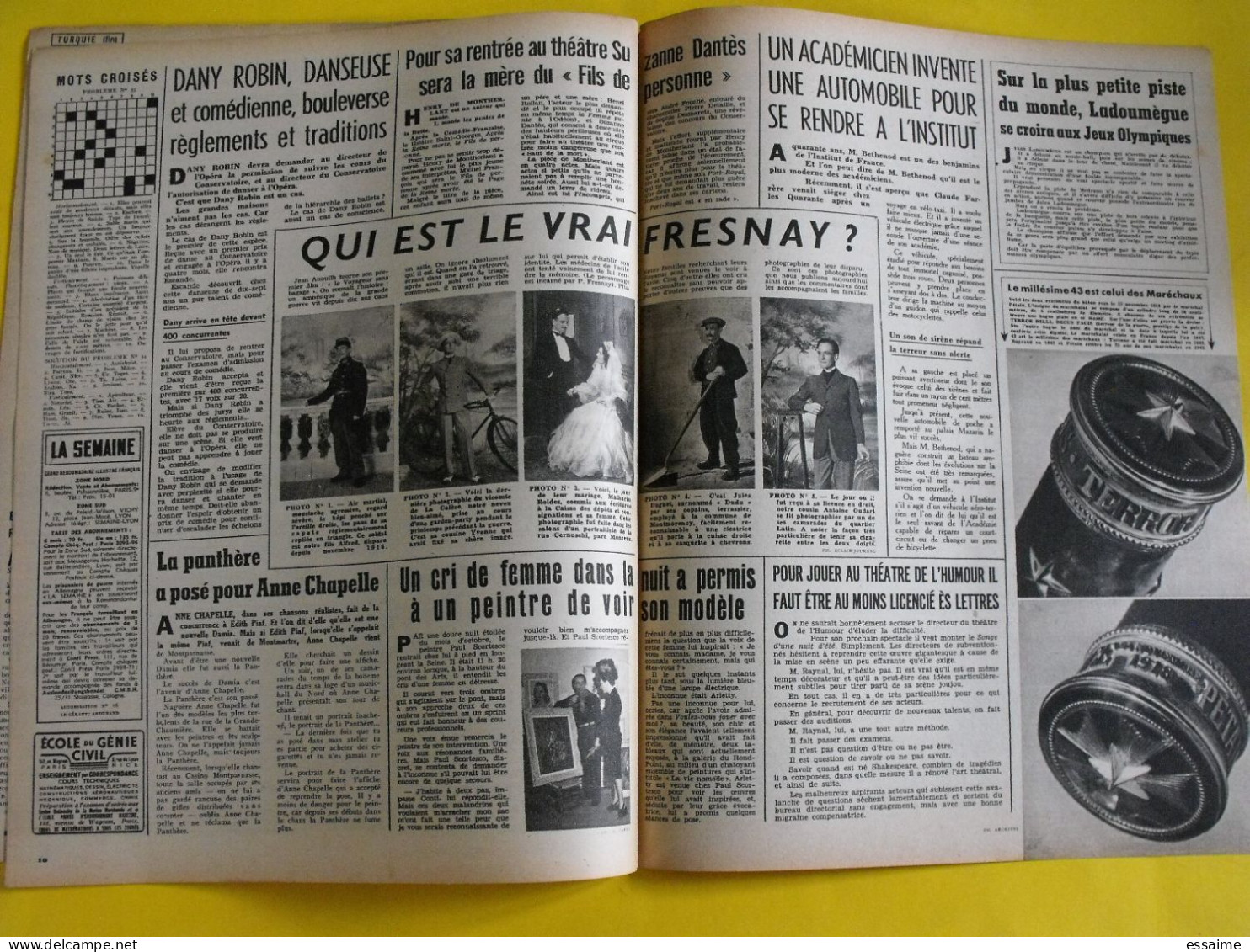 6 revues La semaine de 1943. actualités guerre photos collaboration greta garbo menton mussolini pacifique nantes