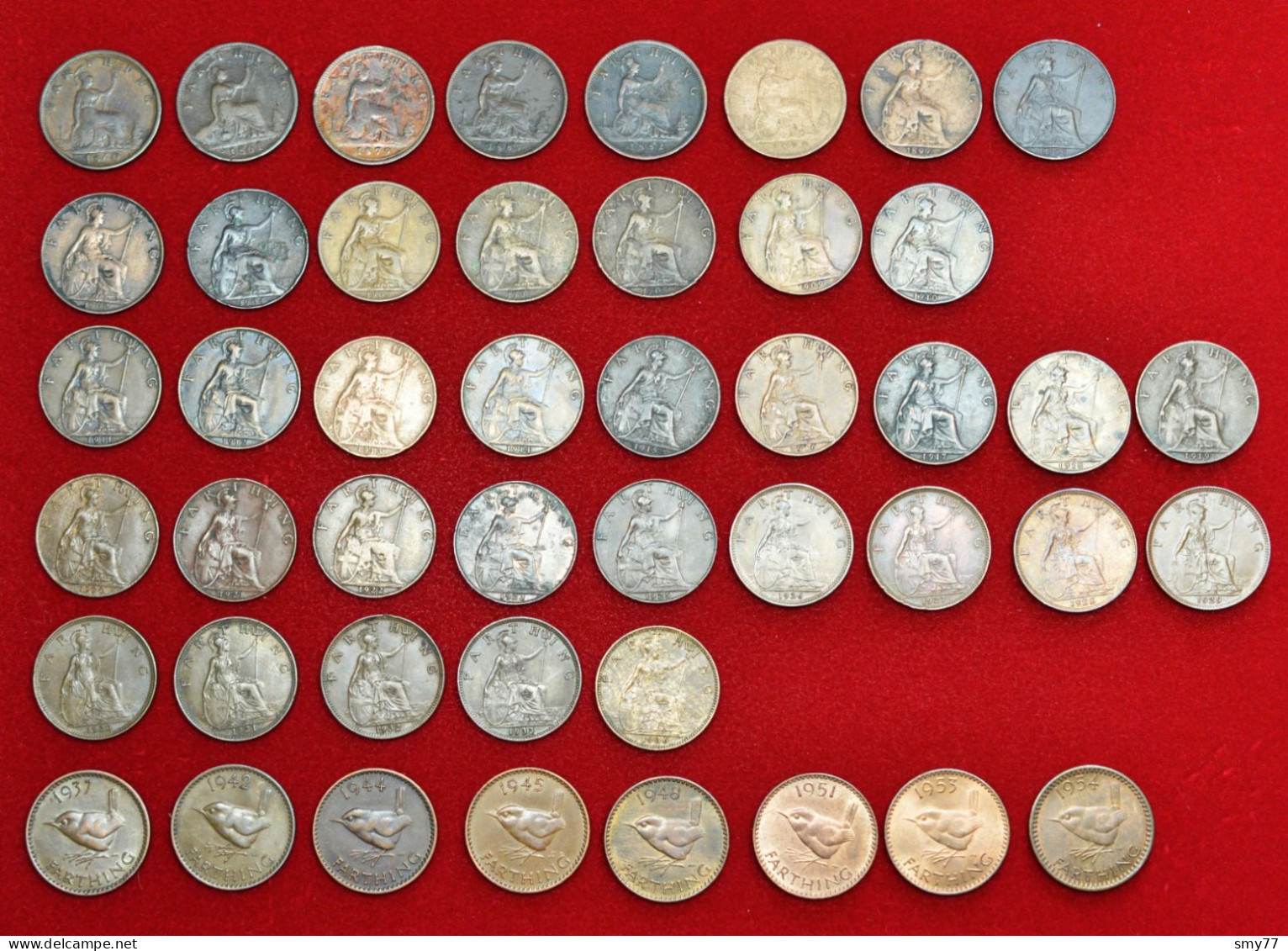 UK / Great Britain • Farthing 46x • ALL DIFFERENT • 1860-1954 • Mostly In High Grade • See Photos + Details • [24-556] - Verzamelingen