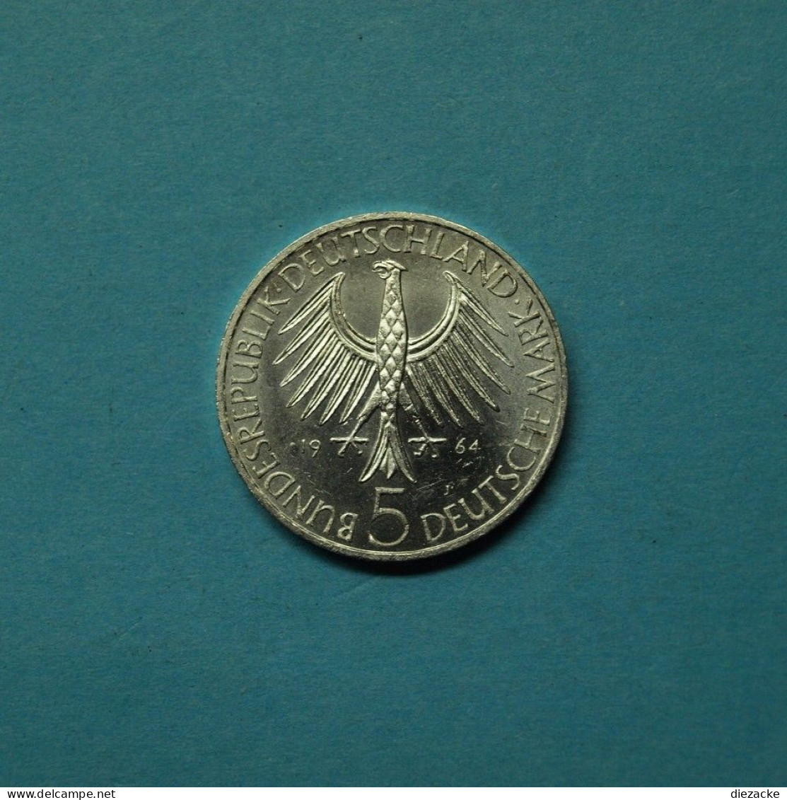 Bund 1964 5 DM Johann G. Fichte, Originalmünze Vz-st (Kof11/5 - 5 Mark