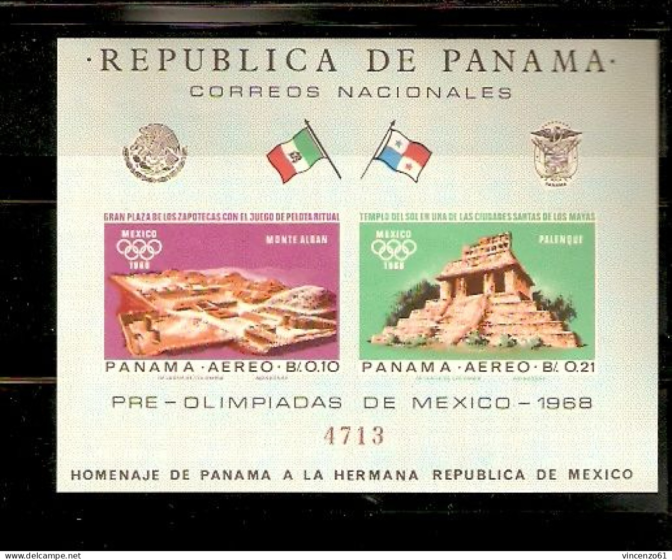 REPUBLICA DE PANAMA  MEXICO 1968 OLIMPIC GAMES Unperforated - Ete 1968: Mexico