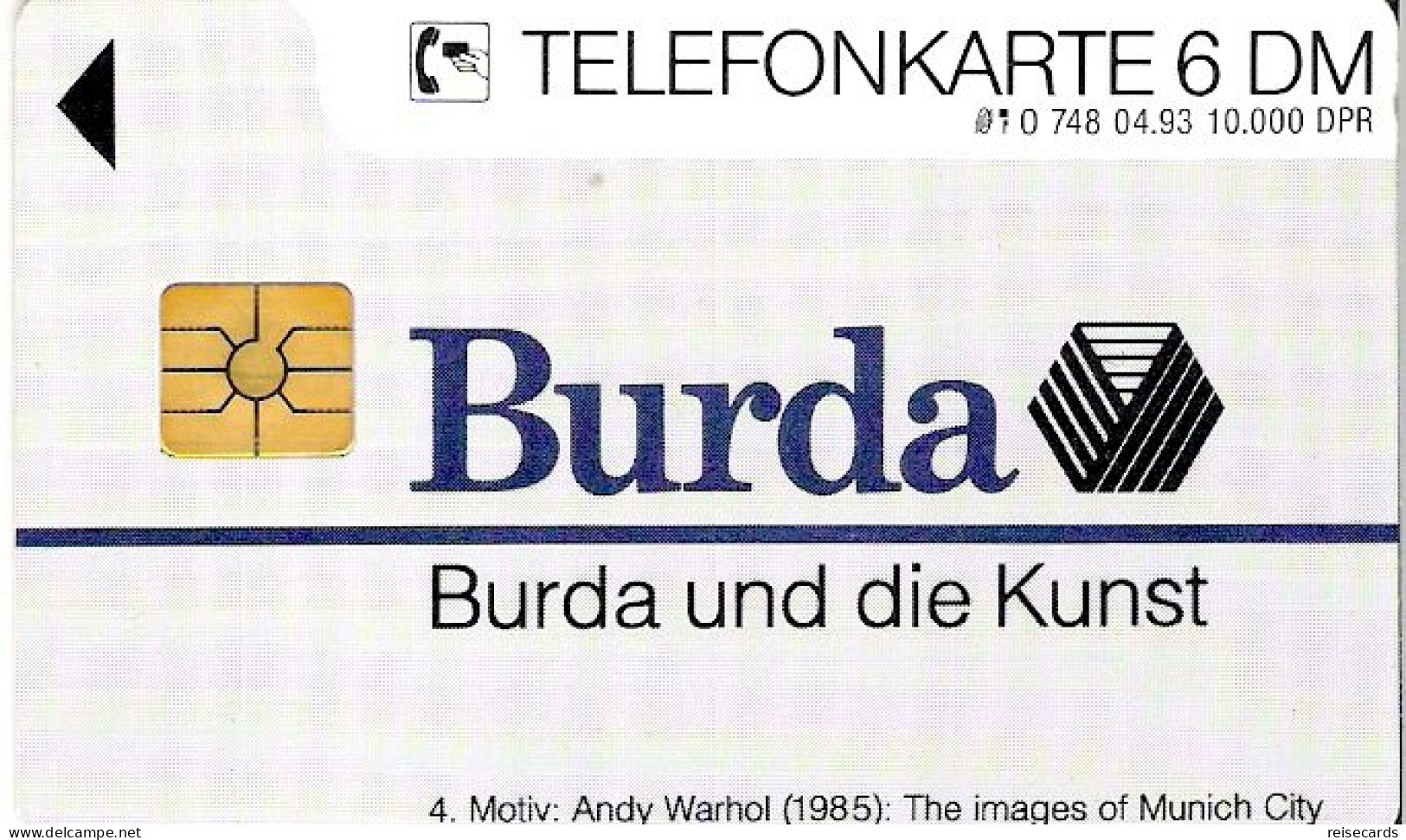 Germany: O 748 04.93 Burda Und Die Kunst, Andy Warhol. Mint - O-Series: Kundenserie Vom Sammlerservice Ausgeschlossen