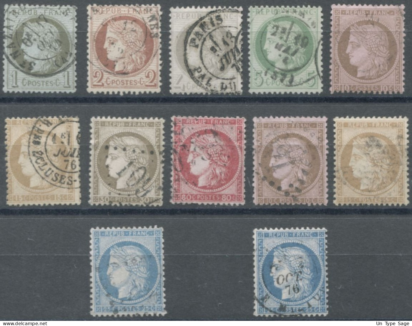 France N°50 à 60A + 60C Oblitérés - Cote 176€ - (F1634) - 1871-1875 Cérès