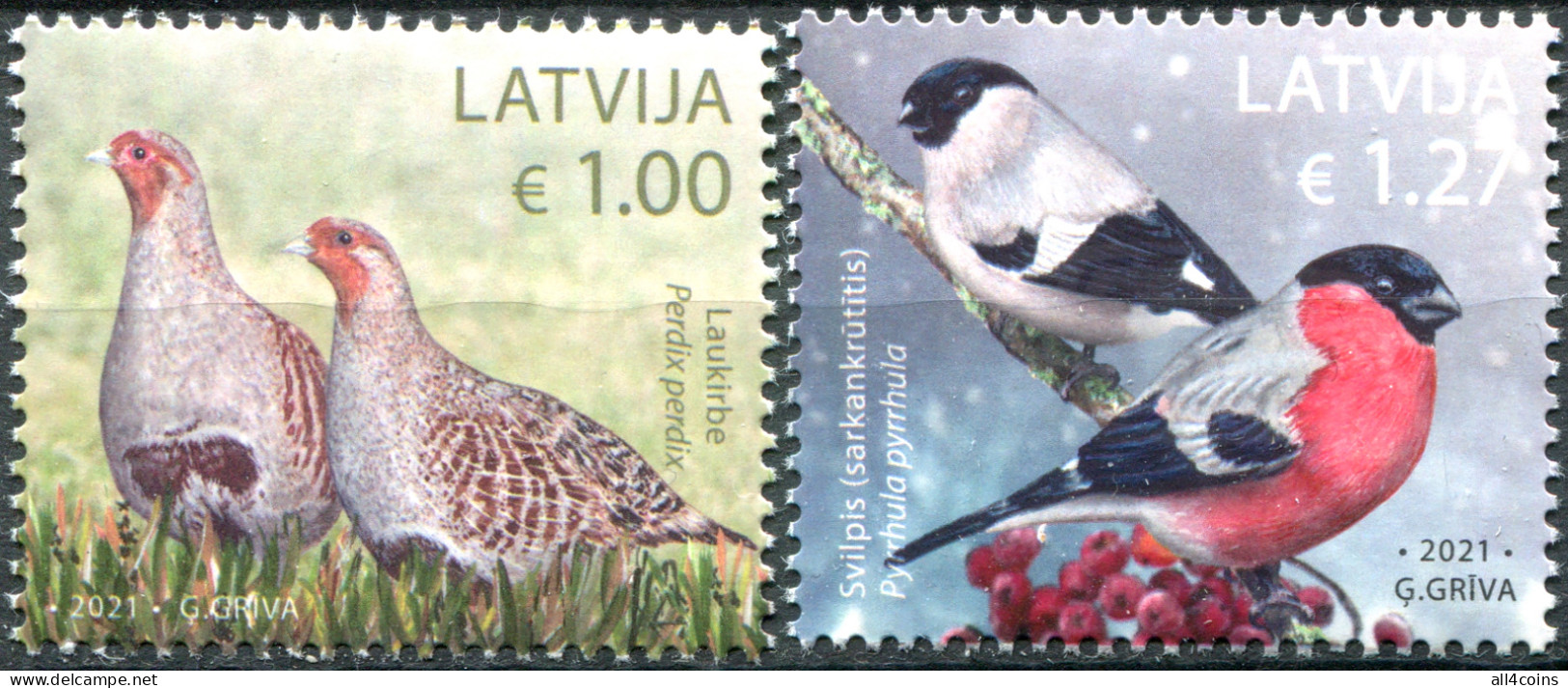Latvia 2021. National Birds (MNH OG) Set Of 2 Stamps - Lettonia
