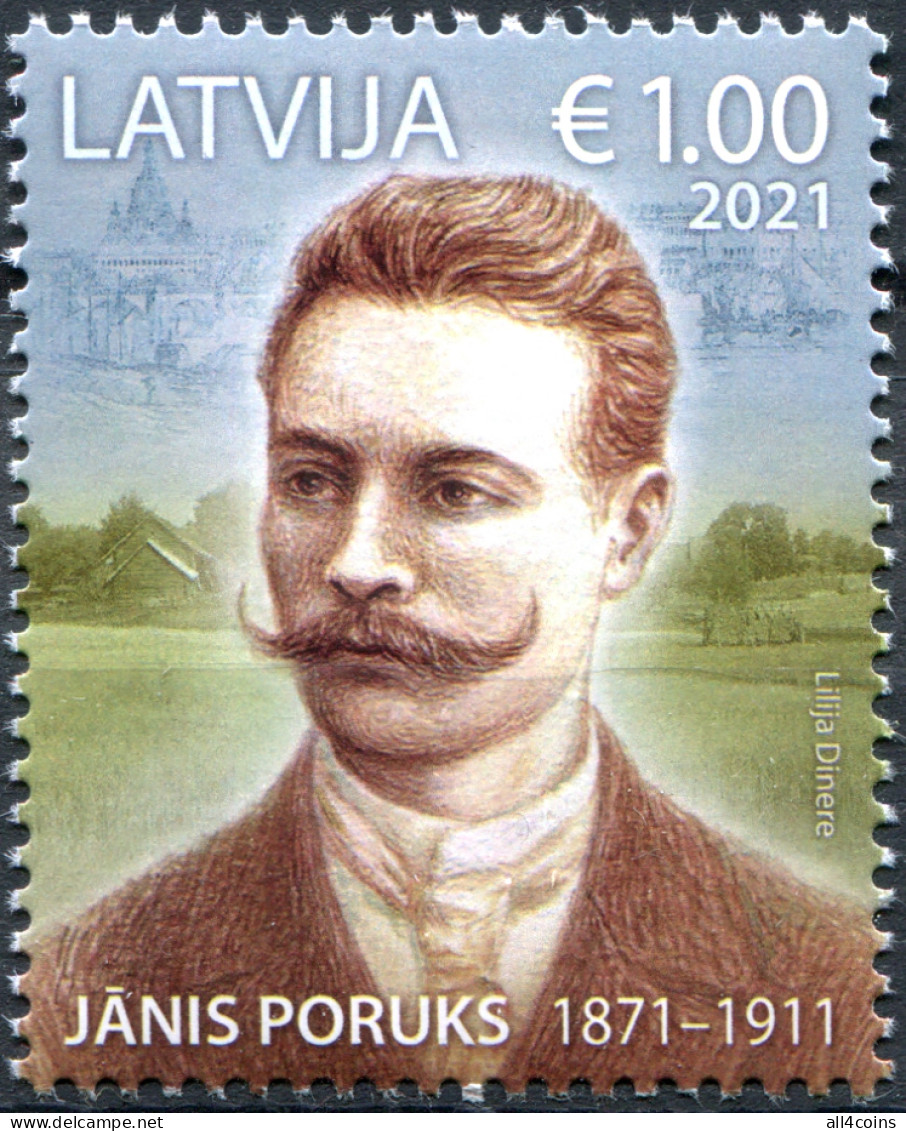 Latvia 2021. 150 Years Of The Birth Of Janis Poruks, Author (MNH OG) Stamp - Lettonia