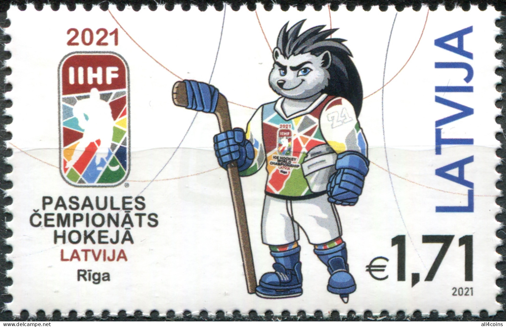 Latvia 2021. World Ice Hockey Championships, Riga (MNH OG) Stamp - Lettonia