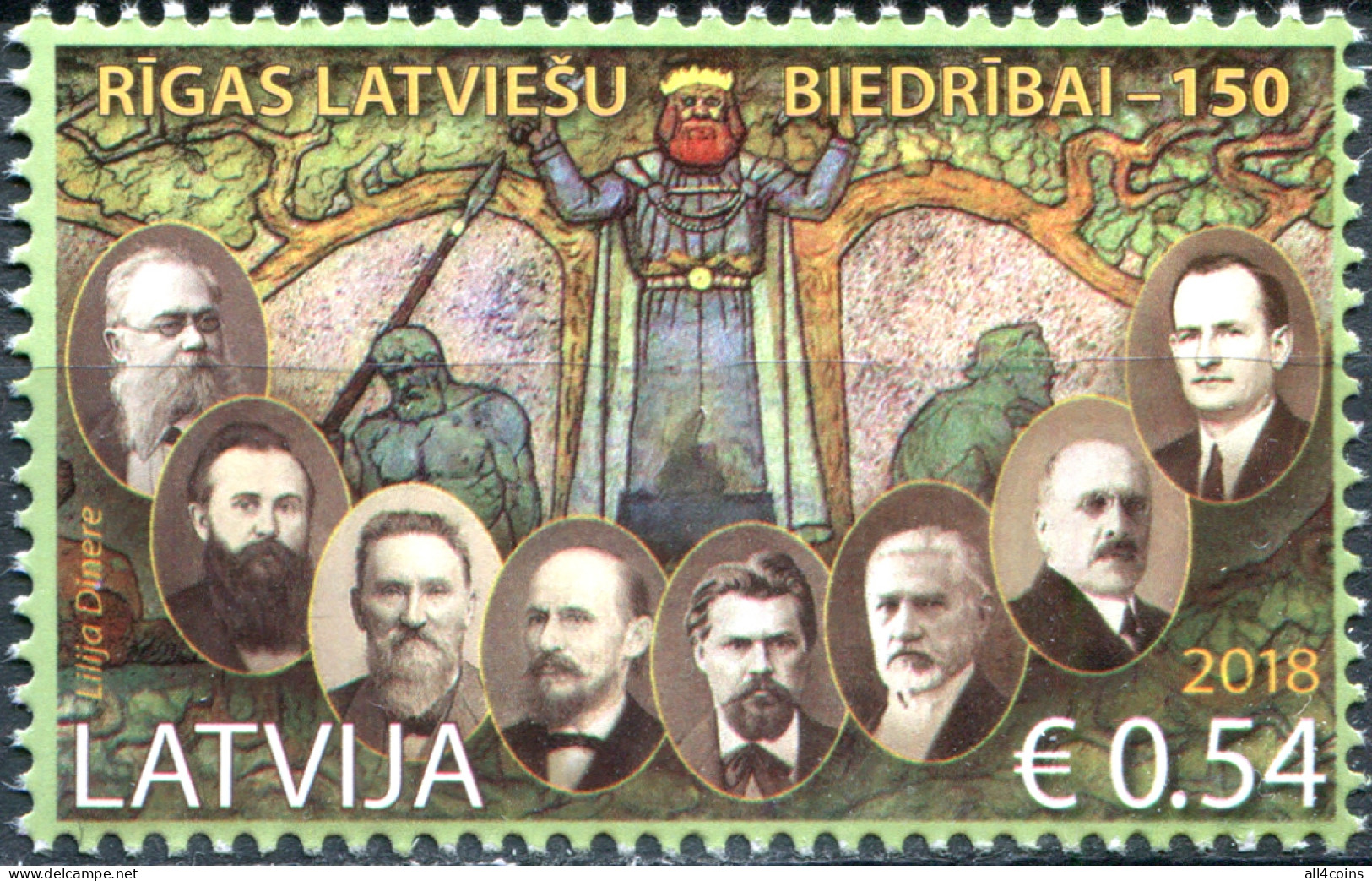 Latvia 2018. 150th Anniversary Of The Riga Latvian Society (MNH OG) Stamp - Latvia