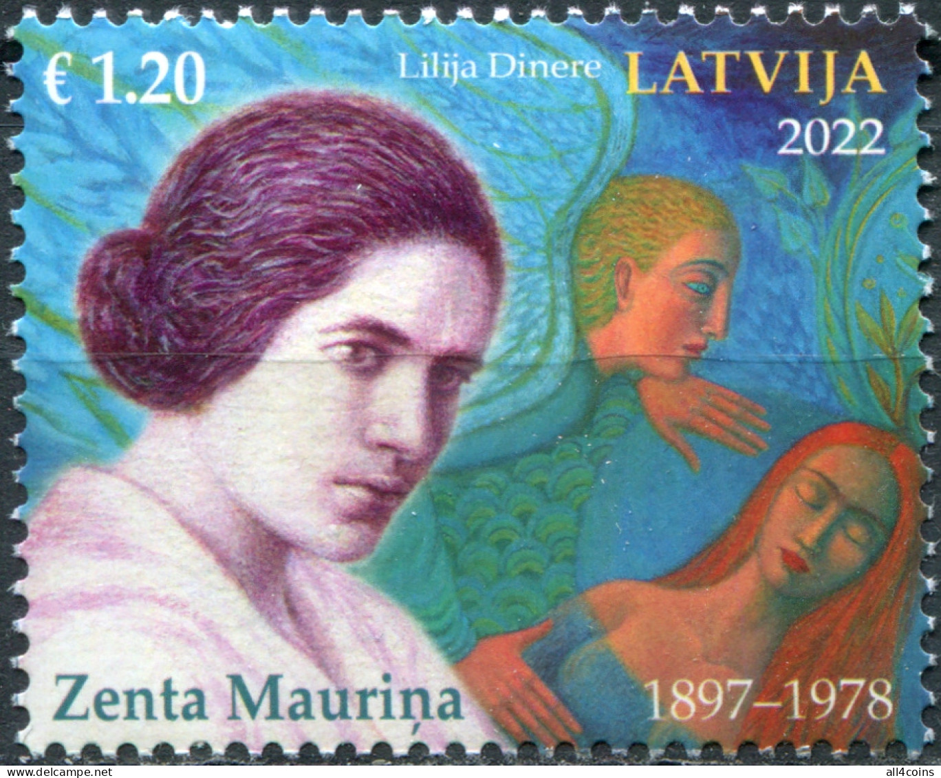 Latvia 2022. Zenta Mauriņa, Writer (MNH OG) Stamp - Lettonie