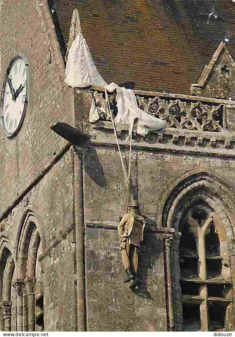 50 - Sainte Mère Eglise - L'Eglise - Le Clocher - Mannequin Représentant Le Parachutiste Américain John Steele - Carte N - Sainte Mère Eglise