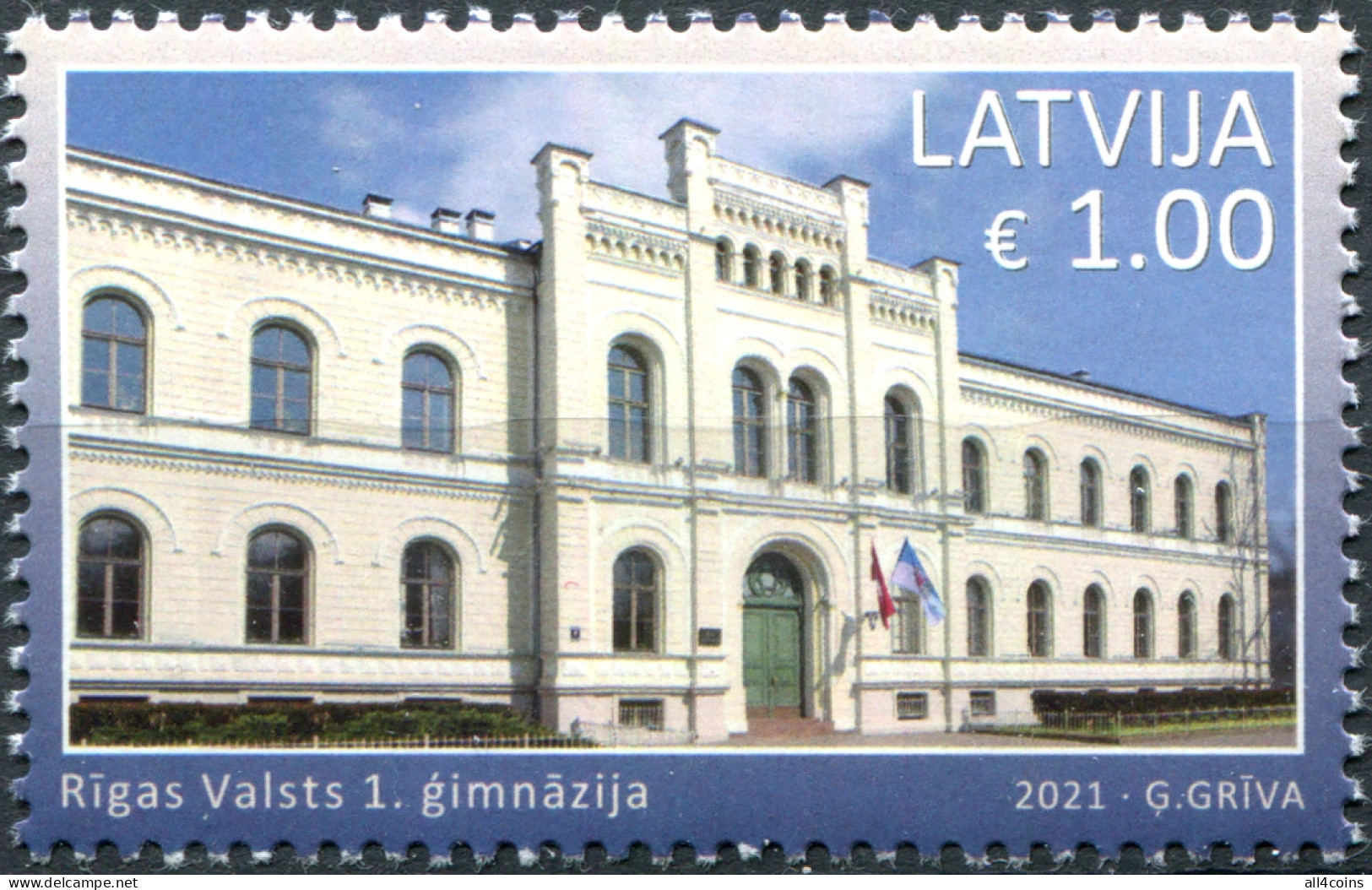 Latvia 2021. Riga State Gymnasium Number 1 (MNH OG) Stamp - Lettonia