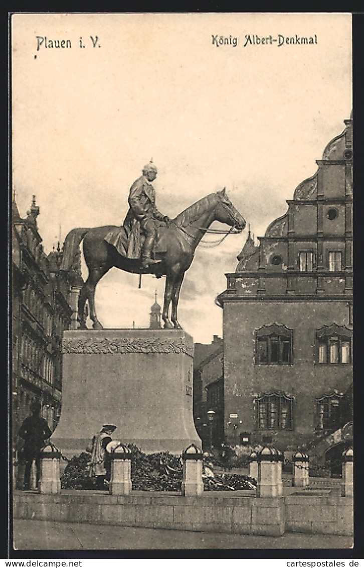 AK Plauen I. V., König Albert-Denkmal  - Plauen
