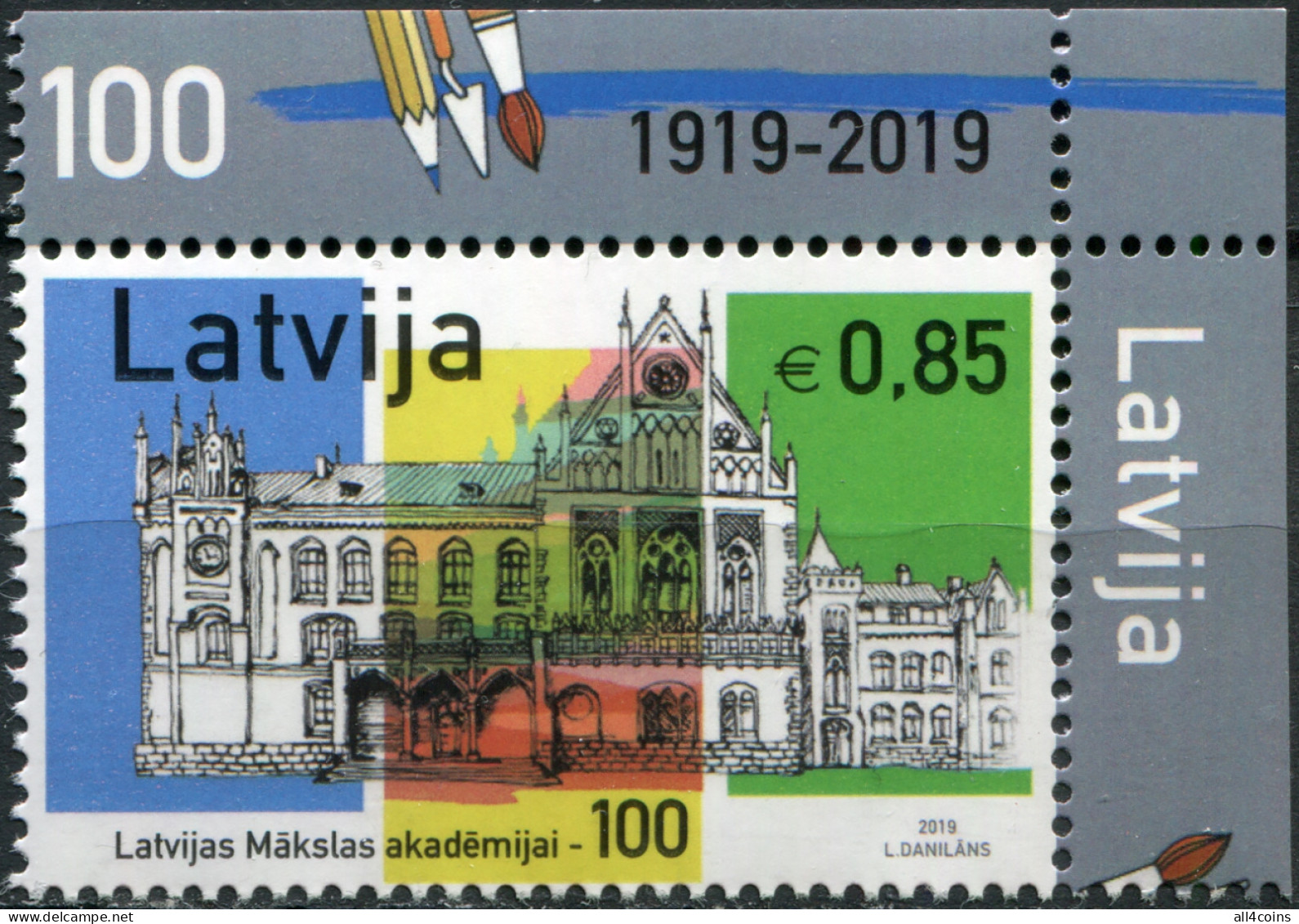 Latvia 2019. Centenary Of Latvian Academy Of Art (MNH OG) Stamp - Lettonia