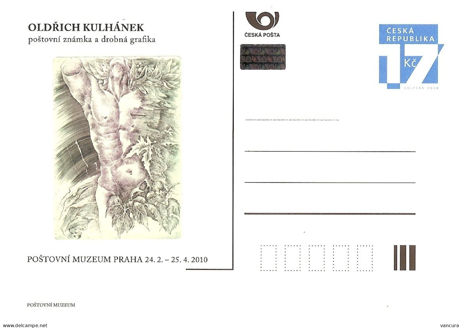 CDV PM 74 Czech Republic Oldrich Kulhanek Exhibition In The Post Museum 2010 - Cartes Postales