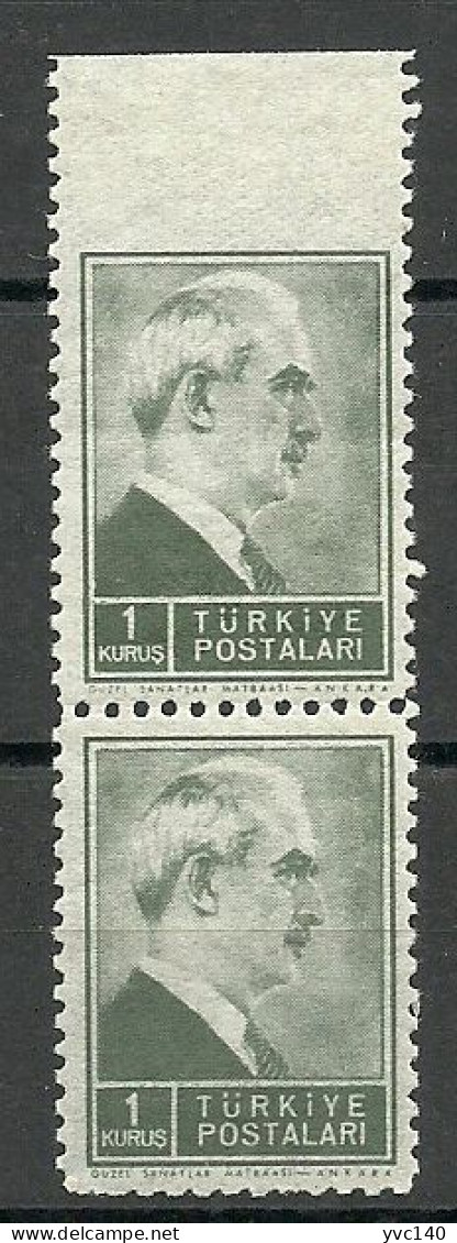 Turkey; 1942 1st Inonu Issue 1 K. ERROR "Imperf. Edge" - Ungebraucht