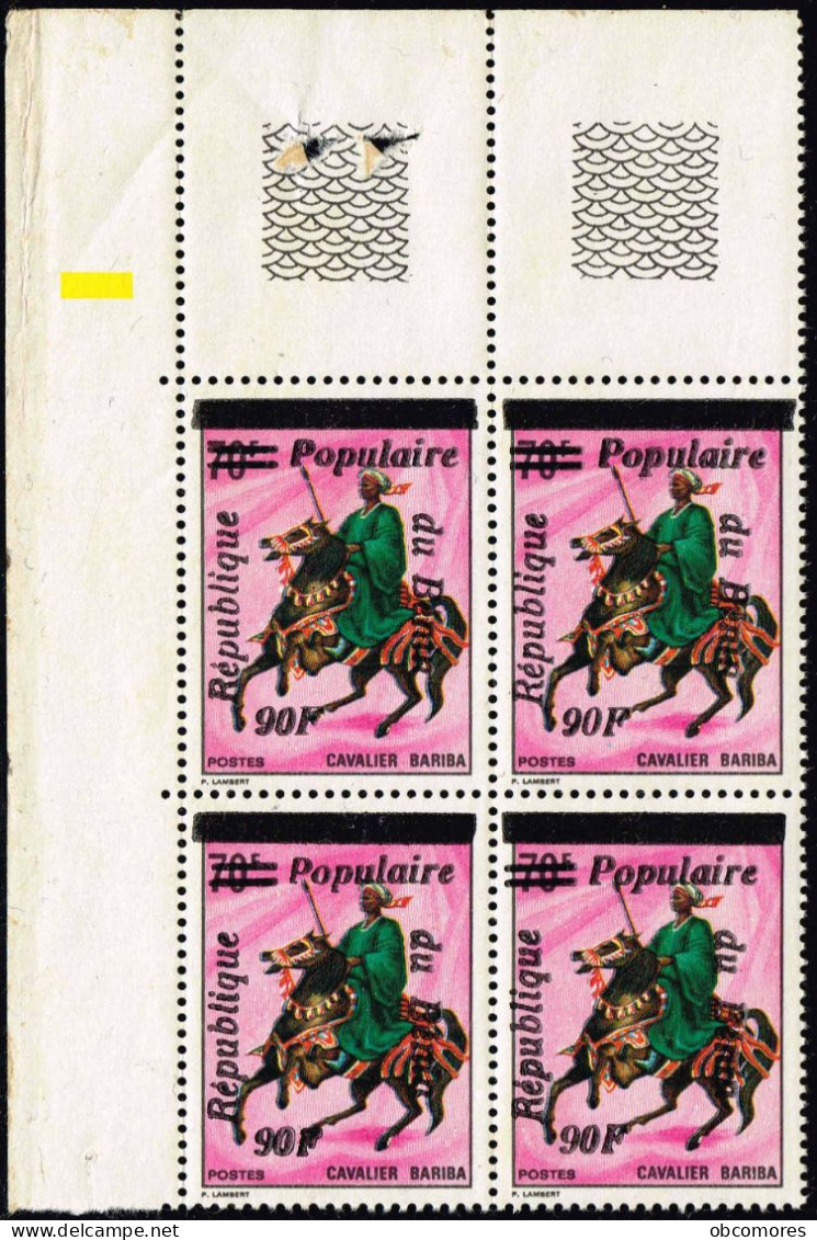 Benin 1986 Overprint Surcharge 90 F - Mi 428 Sc 613 - Cavalier Bariba Horseman - X4 CV 17 Euros MNH ** - Bénin – Dahomey (1960-...)