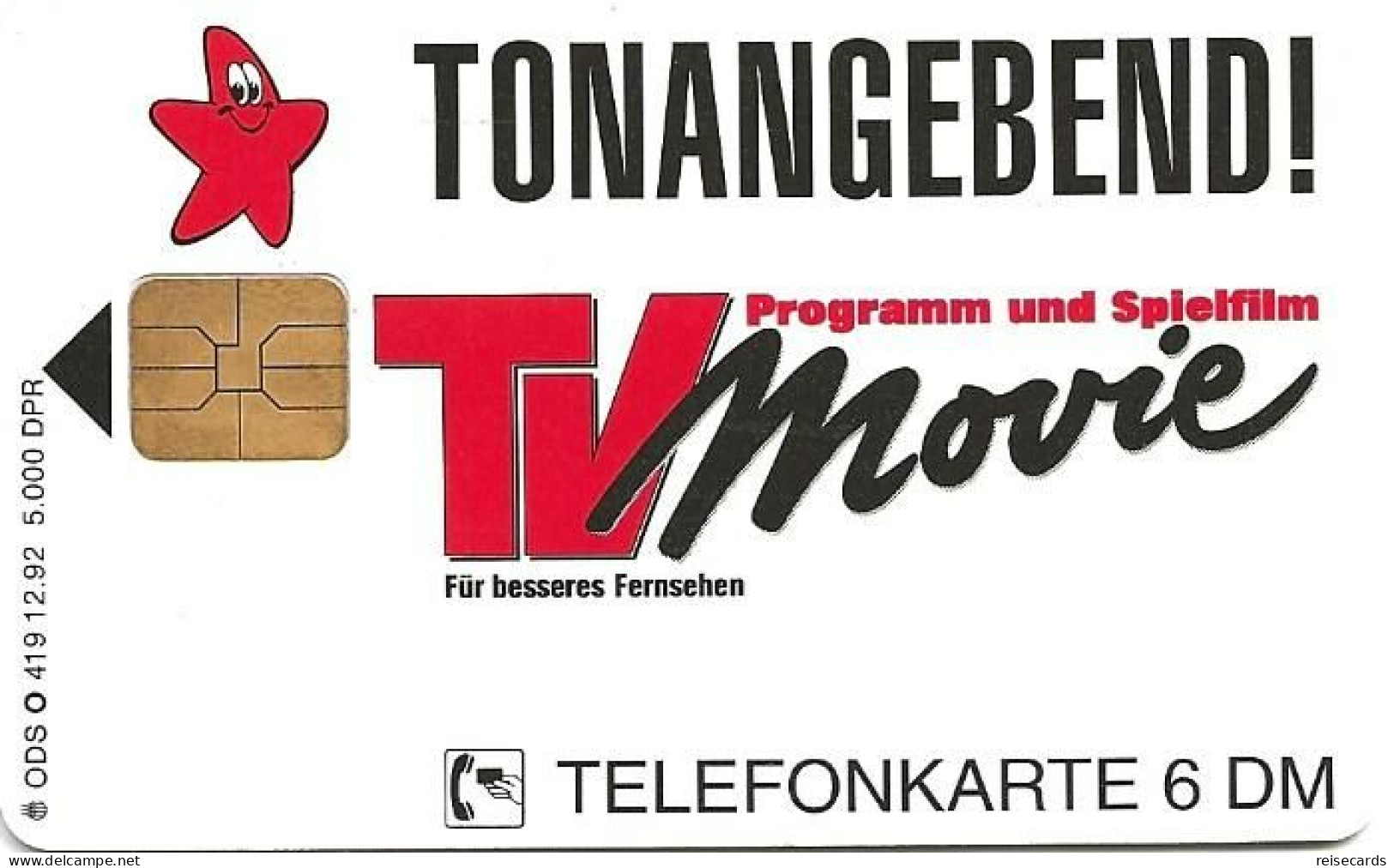 Germany: O 419 12.92 TV Movie, Für Besseres Fersehen. Mint - O-Series: Kundenserie Vom Sammlerservice Ausgeschlossen