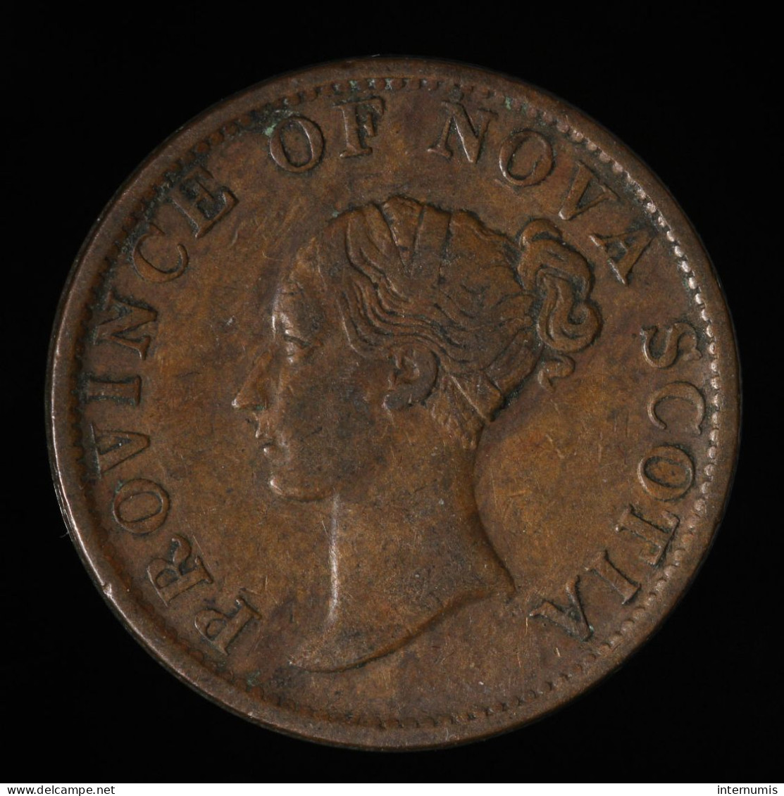 RARE Canada, Victoria, Halfpenny Token, 1840, Nova Scotia, Cuivre (Copper), TTB (EF),
KM#3, NS-1E4 - Canada