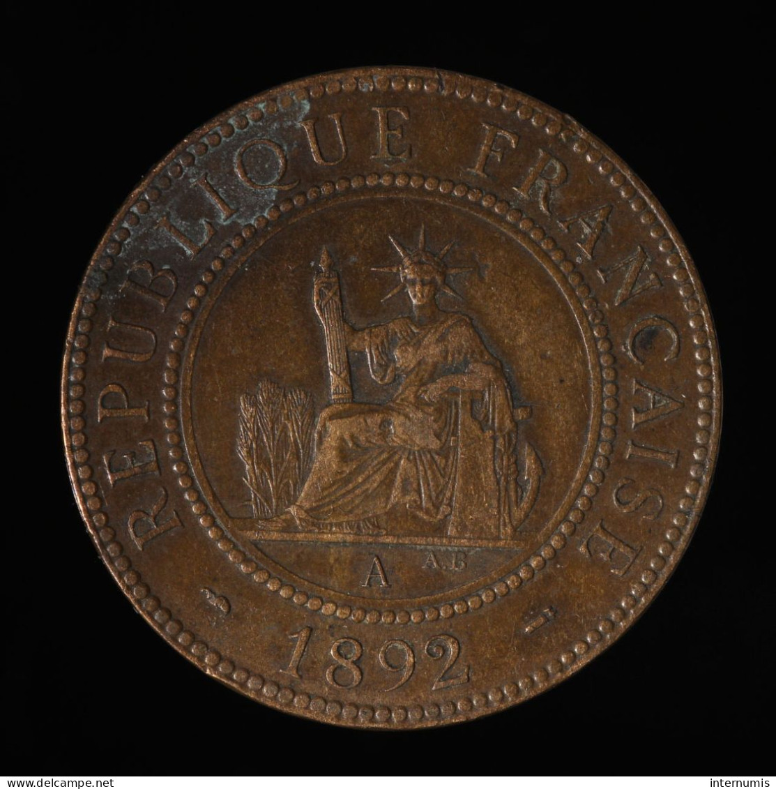  Indochine / Indochina, , 1 Centième / 1 Cent, 1892, , Bronze, TTB (EF),
KM#1, Lec.43 - Indocina Francese