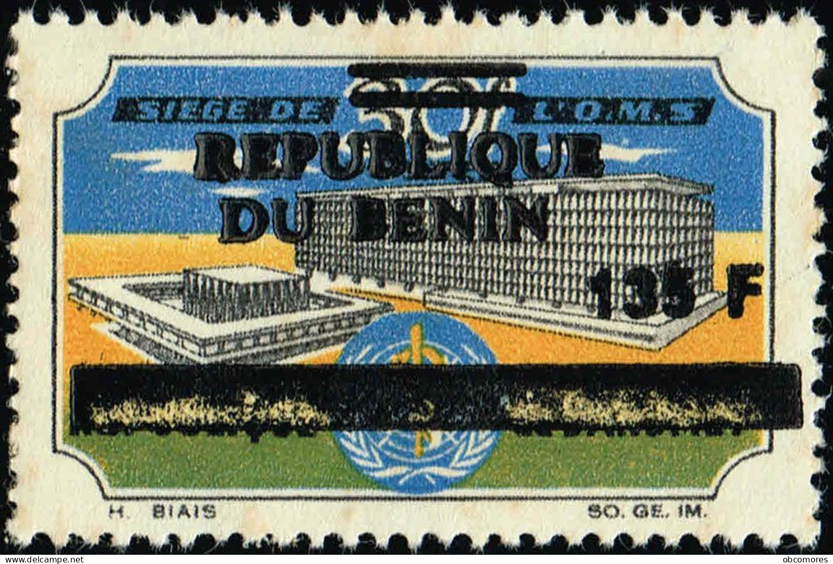 Benin 1994 Overprint Surcharge 135 F - Mi 572 Sc 717 - Health WHO Headquarters - OMS - CV 60 € - MNH ** - OMS