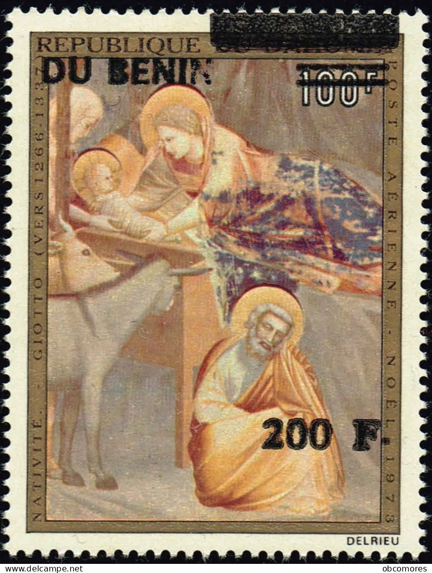 Benin 1994 Overprint Surcharge 200 F - Mi 608 Sc C438 - Christmas Noël 1973 - Giotto Nativity - CV 60 Euros MNH ** - Madonna