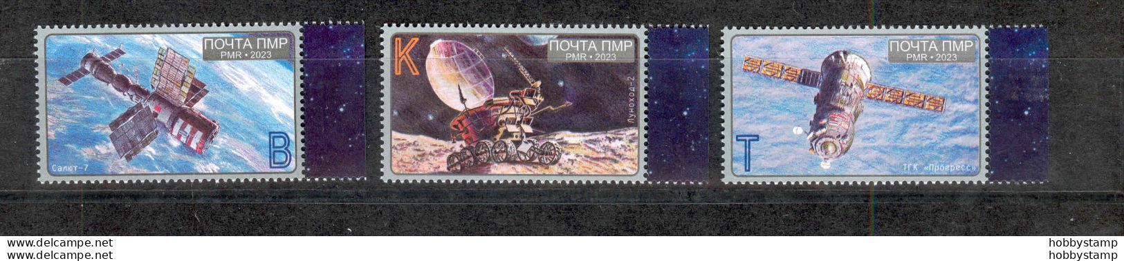 Label Transnistria 2023 Achievements In Space Lunokhod-2 - Progress - Salyut-7 3v**MNH - Fantasy Labels